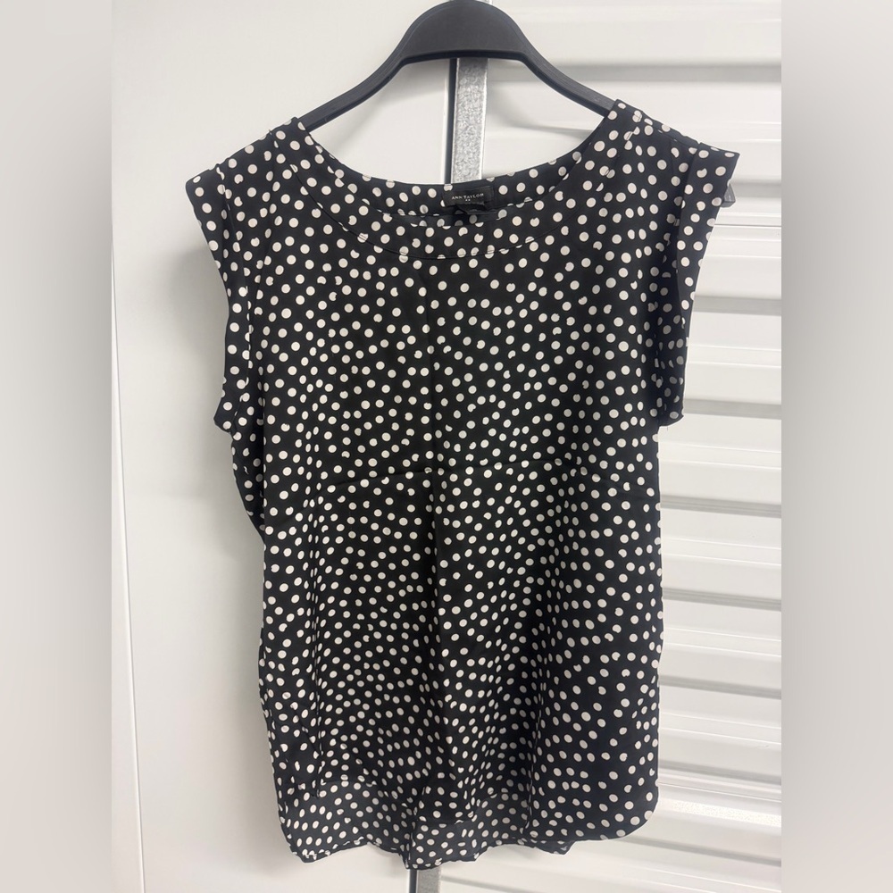 Ann Taylor Black and White Polka Dot Blouse